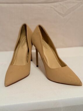 Anne Michelle Pointed-Toe Stiletto Pumps in Beige